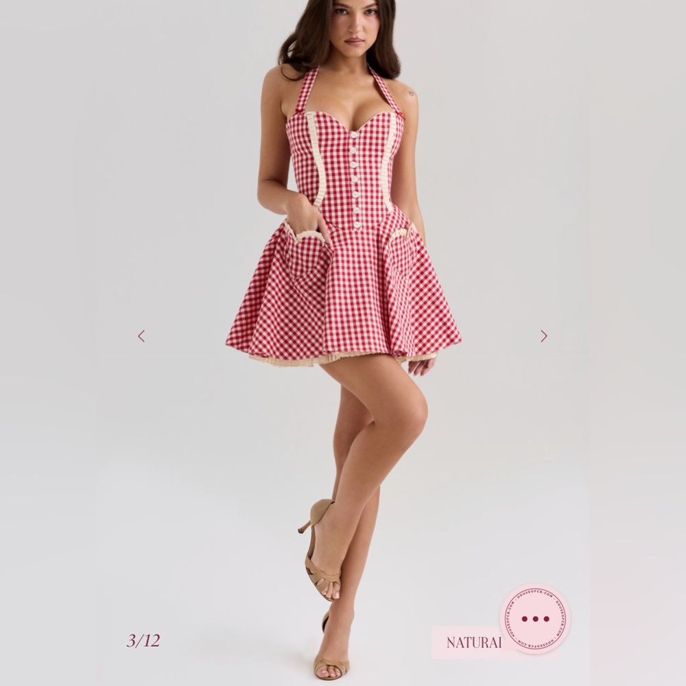 House of CB Heidi Red Gingham Halter Dress